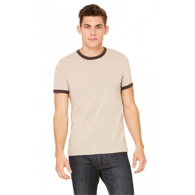 Bella-Canvas C3055 T-Shirt à Manches Courtes pour Hommes, Beige Chiné & Marron - Large