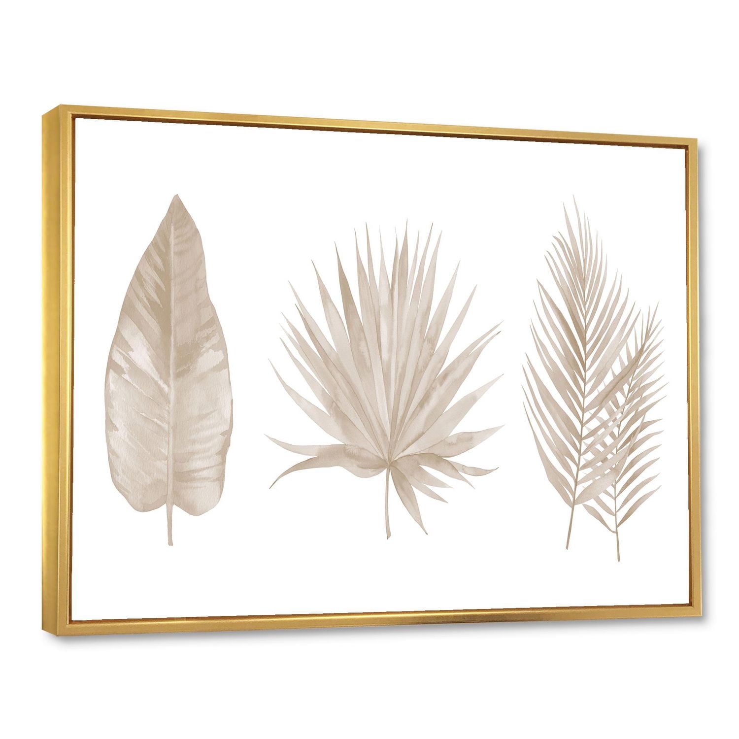 Designart Feuilles Tropicales Beiges ART MURAL À CADRE FLOTTÉ