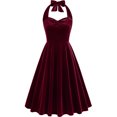 thumbnail image 1 of Dvkptbk Robes Formelles pour Femmes à Col Licou en Velours Robes de Demoiselle d'Honneur Sans Manches Froncées Moulantes en Velours Portefeuille Fête Cocktail Robe Midi, 1 of 4