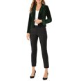 thumbnail image 2 of INSPIRE CHIC Women's Velvet Blazer Lapel Collar Long Sleeve Button Wear-to-Work Suit Jacket L Green, 2 of 8