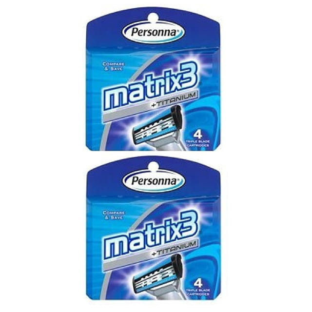 Personna Matrix3 Lames de Cartouche de Recharge à Triple Lame en Titane, 4 Unités (Lot de 2)