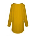 thumbnail image 4 of Mefallenssiah Womens Round Neck Solid Color Fall Blouses Fashion Smocked Long Sleeve Shirts Tops Yellow L, 4 of 5