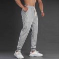 thumbnail image 3 of Ceisia Men Solid Color Loose Casual Pants Elastic Waist Drawstring Sports Gift Work Trousers, 3 of 9