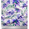 thumbnail image 1 of Soimoi Purple Poly Georgette Fabric Leaves & Floral Decor Fabric Printed BTY 52 Inch Wide, 1 of 3