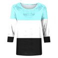 thumbnail image 4 of CEHVOM T-shirt Mode Imprimé pour Femmes Manches 3/4 Blouse Col Rond Hauts Décontractés Liquidation, 4 of 5