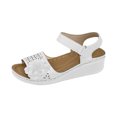 thumbnail image 2 of Latrodar Sandales Compensées pour Femmes Sandales Femmes Rétro Confortables Extensibles Sandales à Fleurs Boucle Bout Rond Chaussures d'Été Talon Plat (0 Pouces-1) Larges Sandales Unies pour Dame Fête Cadeaux de la Saint-Valentin, 2 of 5