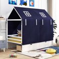 thumbnail image 4 of Costway Lit Maisonnette Double en Bois Massif Lit de Jeu Mezzanine Bas avec Tente 2 Tiroirs de Rangement, 4 of 10