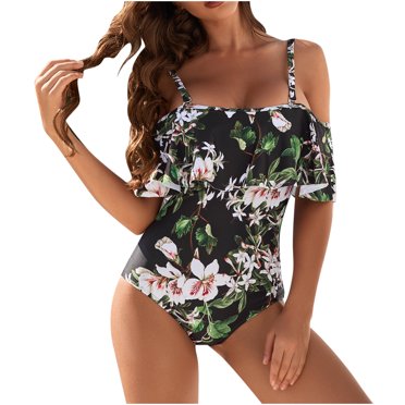 RKSTN Women's Tankini Swimsuit Two Piece Swimwear Printing Sexy Bikini Push-Up Padded Swimwear Set