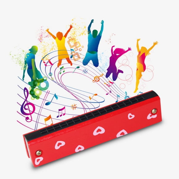 CEHVOM Jouets Jeux Enfants, Décorations de Noël, Liquidation de Jouets pour Bébé, Jouets Farces et Attrapes pour Filles Garçons, Harmonica Instrument de Musique Impression en Bois Double Rangées 16 Trous pour Enfants Amateur de Musique