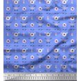thumbnail image 1 of Soimoi Blue Rayon Fabric Feathers & Anemone Floral Decor Fabric Printed 1 Yard 42 Inch Wide, 1 of 3