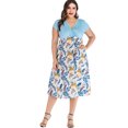 thumbnail image 2 of EQWLJWE Robes pour Femmes Été Tunique Décontractée Grande Taille Imprimé Col en V Manches Courtes Longueur Genou Jupe Robe-Chemise Robe d'Été Plage, 2 of 9