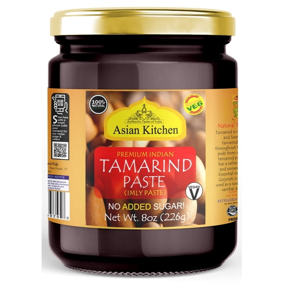 Asian Kitchen Tamarind Paste Puree (Imli) 8oz (227g) Glass Jar, Gluten Free, No Added Sugar ~ All Natural | Vegan | Non-GMO | No Colors | Indian Origin