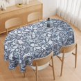 thumbnail image 4 of Oval Tablecloth 52 x 70 Inch Blue, Vintage Floral Tablecloth for Oval Table, Fabric Wrinkle Free Washable Waterproof Retro Tablecloth Oval Table Cloth for Kitchen Dining Room Table, 4 of 5