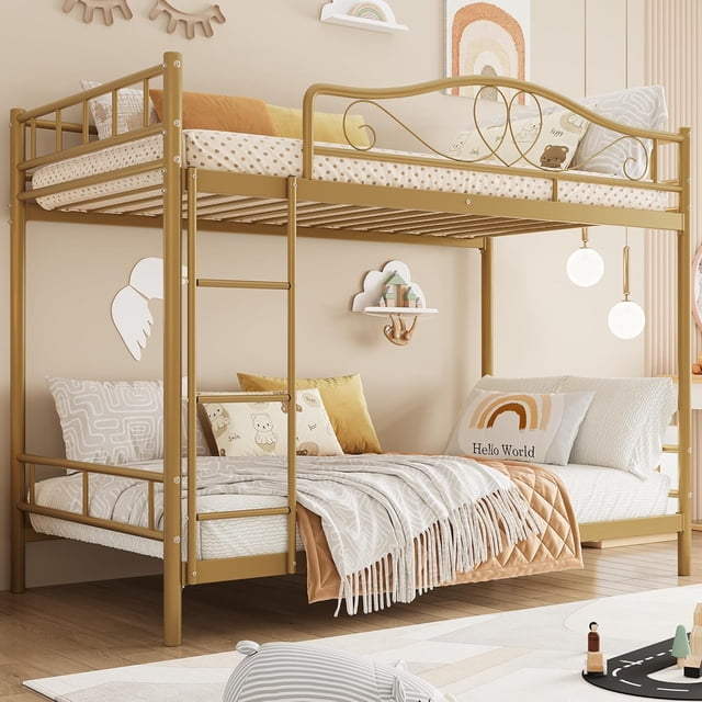 Bunk Bed Twin Over Twin, Heavy Duty Metal Bunk Bed with Safety ...