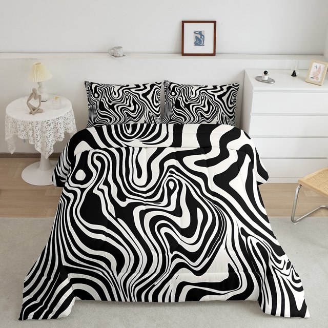 Erosebridal 3D Zebra Print Bedding Twin Comforter Set, Rustic Animals Down Comforter, Geometry Stripe Decor, Girls Women, 2pcs