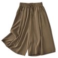 thumbnail image 4 of Timegard Wide Leg Pants for Women Capris Elastic High Waisted Drawstring Casual Loose Cropped Pants, 4 of 4
