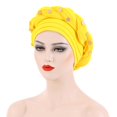 thumbnail image 1 of Harpily Fashion Women Beading Braid Hat Muslim Ruffle Cancer Wrap Cap Sleep Caps Satin Lined Hair Bonnets, 1 of 3