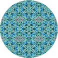 thumbnail image 1 of Ahgly Company Tapis Rond Lavable en Machine Intérieur Transitionnel Turquoise Vert, 4 Pieds Rond, 1 of 7