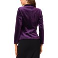 thumbnail image 3 of INSPIRE CHIC Women's Velvet Blazer Solid Color Shawl Collar One Button Wear-to-Work Suit Jacket XS Violet, 3 of 6