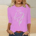 thumbnail image 1 of Baikeli Vente de Liquidation Hauts à Manches 3/4 pour Femmes Blouses Décontractées à Imprimé Animalier T-Shirts d'Été Unis à Enfiler Amples à Col Rond Hauts de Printemps pour Femmes 2024, 1 of 4