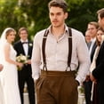 thumbnail image 3 of Men’s Suspenders, Y-Back 1.4 Inches Wide Adjustable Heavy Duty Button Leather End Elastic Suspender for Wedding Work,Dark Gray, 3 of 3
