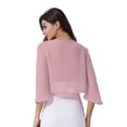 thumbnail image 3 of YUUMIN Boléro en Chiffon Transparent à Manches 3/4 pour Femmes, Veste Ouverte pour Mariage, Robe de Soirée, Rose Foncé TG, 3 of 5