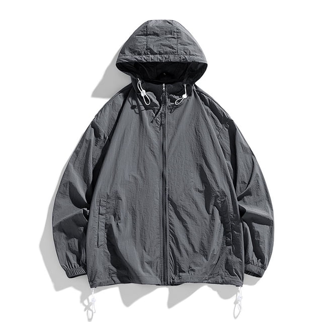 RXIRUCGD Ensemble de Protection Solaire pour Homme Veste Décontractée à Manches Longues avec Capuchon, Gris Foncé, Taille : M