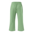 thumbnail image 4 of Plebaso Pantalons Capris Garçons Filles Coton Lin Cordon de Serrage Pantalons Décontractés Légers Raccourcis avec Poches, 4 of 5