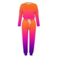 thumbnail image 4 of Mrat Womens 2 Piece Set 2 Piece Jogging Sets Gradient Color Polyester Long Sleeve Sweatsuits Sets Two Piece Track Suits Drawstring High Waist Pants Set Comfy Outfits T-Orange M, 4 of 5