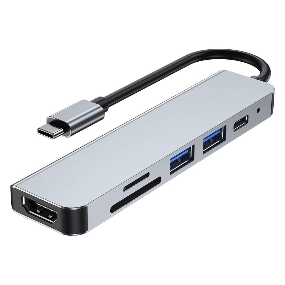 axGear USB C Hub Multi-Port Adapter 6 in 1 with 4K HDMI Resolution for USB C