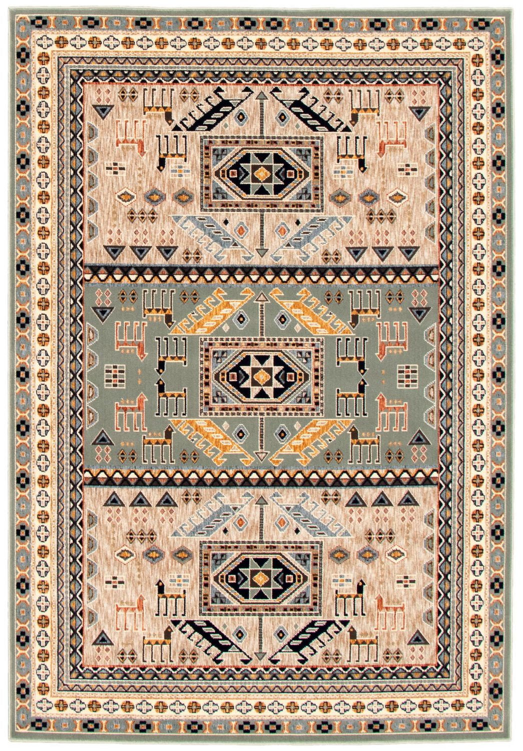 ECARPET Qashqai Teal Rug