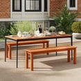thumbnail image 4 of Costway 1 PCS 47 Inch Patio Wood Bench 2-Person Backless Bench with Slatted Seat Teak, 4 of 9