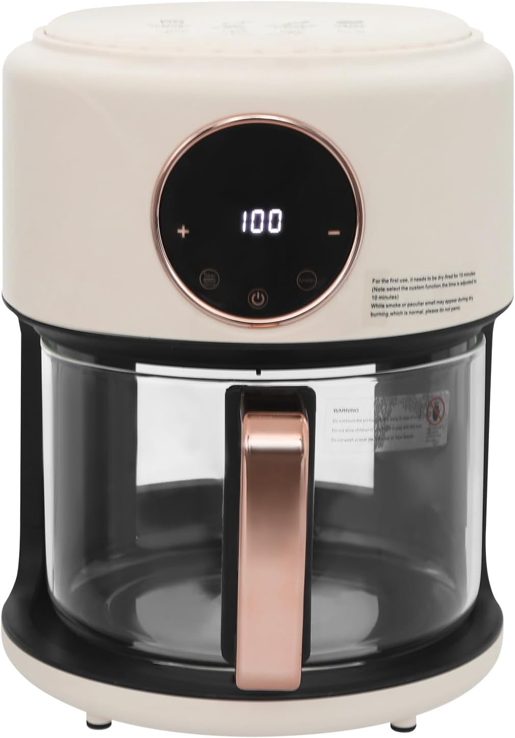 Viewable Airy Fryer,Transparent Glass Fry Bowl with 8 Preset Modes 31.5 Inch Power Cord Touchscreen Digital Display and Good Heat Dissipation Stainless Steel Grill Cylinder Air Fryer for Homes Etc