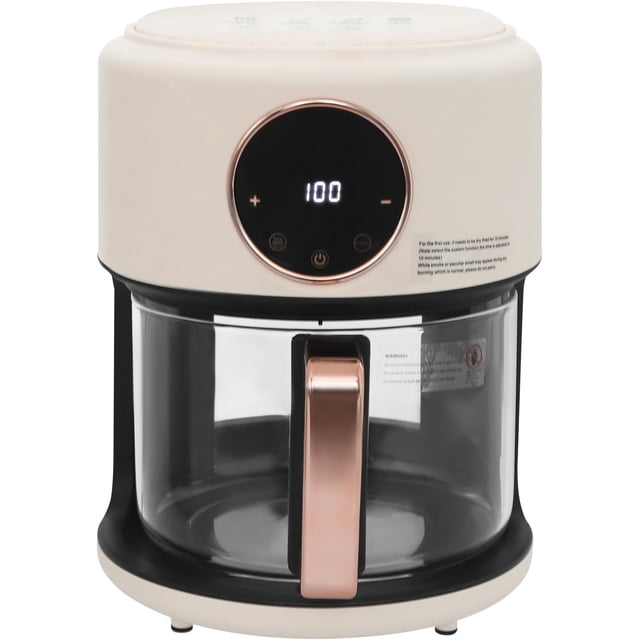 Viewable Airy Fryer,Transparent Glass Fry Bowl with 8 Preset Modes 31.5 Inch Power Cord Touchscreen Digital Display and Good Heat Dissipation Stainless Steel Grill Cylinder Air Fryer for Homes Etc
