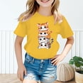 thumbnail image 2 of GDREDA Vêtements Fille Enfant Filles Mignon Graphique Col Rond Manches Courtes Tee Été Décontracté T-Shirt Hauts Fille Été Jaune,7-8 Ans, 2 of 5