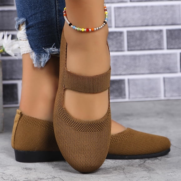 Cameland Comfortable Women's Shoes Women's Foreign Trade Large Size New Flat Casual Work Knitted Shoes Round Head Shallow Mouth Slip-on Shoes