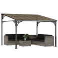 thumbnail image 1 of Outsunny Pergola Extérieure 11 Pieds x 10 Pieds, Pavillon Adossé à Toit Rigide Monté au Mur, 1 of 10