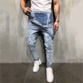 thumbnail image 3 of EGNMCR Men's Pants, Full Length Pants Overalls, Men's Denim Bib Overall, Men's Workout Athletic Pants Mens Washed Bib Overalls Casual Ripped Jumpsuits Rompers Men Pants, 3 of 7