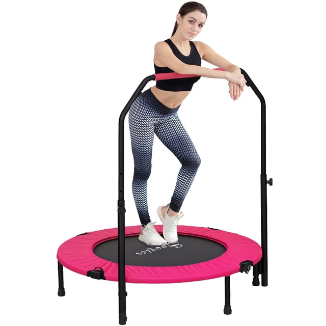 Soozier Trampoline de Rebond 40 Pouces pour Adulte avec Poignée Ajustable, Rose