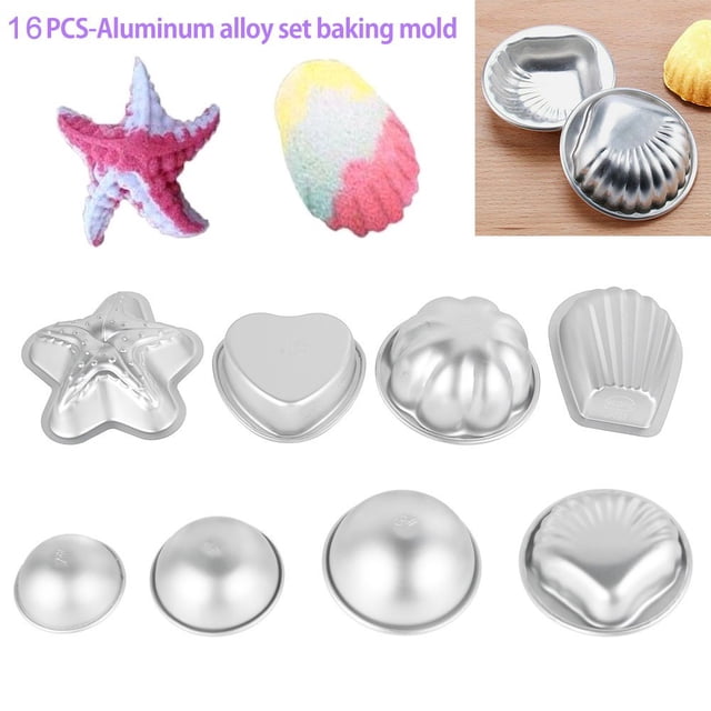 16Pcs DIY Soap Mold Sphere Metal Bath Bomb Fizzy Craft Cake Candle Tart Moulds
