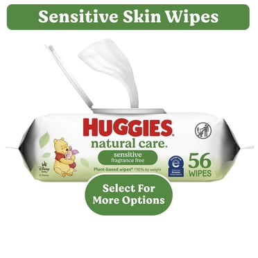 Huggies Natural Care Sensitive Baby Wipes, Unscented, 1 Flip Top Pack, 56 Wipes