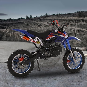 ASKMZ 49cc Mini Dirt Bike, Gas Power Off-Road Motorcycle with Disc Brakes, 40KM/H Max Speed (Blue)
