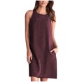 thumbnail image 2 of EGNMCR Robes de Fête pour Femmes Robe Débardeur Décontractée Sans Manches de Printemps/été pour Femmes, Unie, Ample, Col Rond, Plissée, en Coton et Lin, 2 of 6