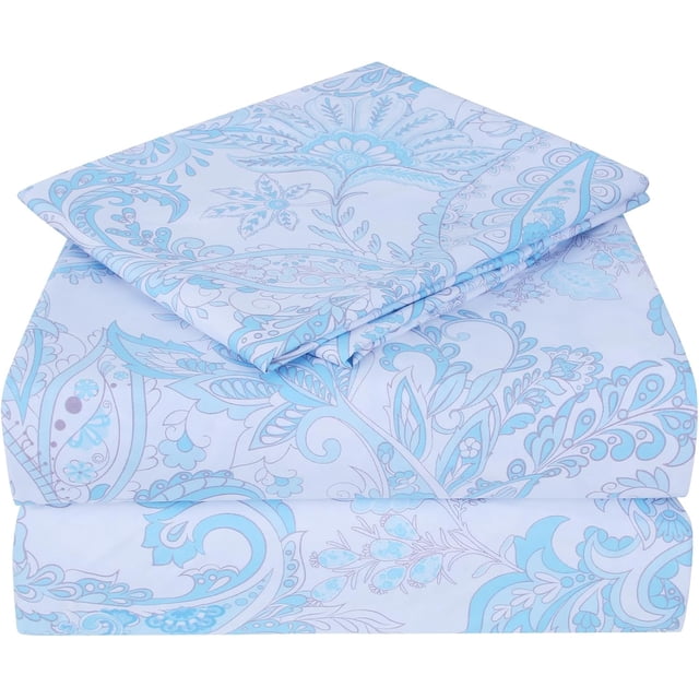 Ensemble de Draps Imprimés Floraux Très Grand Microfibre Douce Draps Botaniques Poches Extra Profondes Pièces