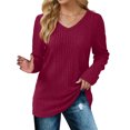 thumbnail image 3 of yoeyez Tunique en Tricot Torsadé pour Femmes, Chandails à Manches Patchwork, Col Ras du Cou Raglan, Chemises à Manches Longues, Hauts de Mode d'Automne 2025, Rose Vif, P, 3 of 6