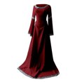 thumbnail image 4 of DDAPJ pyju Robes Médiévales Grande Taille pour Femmes Robe Maxi à Manches Longues Évasées Robes de Princesse de la Renaissance Robe de Bal Robe de Fée Elf Rabais de 90 Liquidation Rouge G, 4 of 6