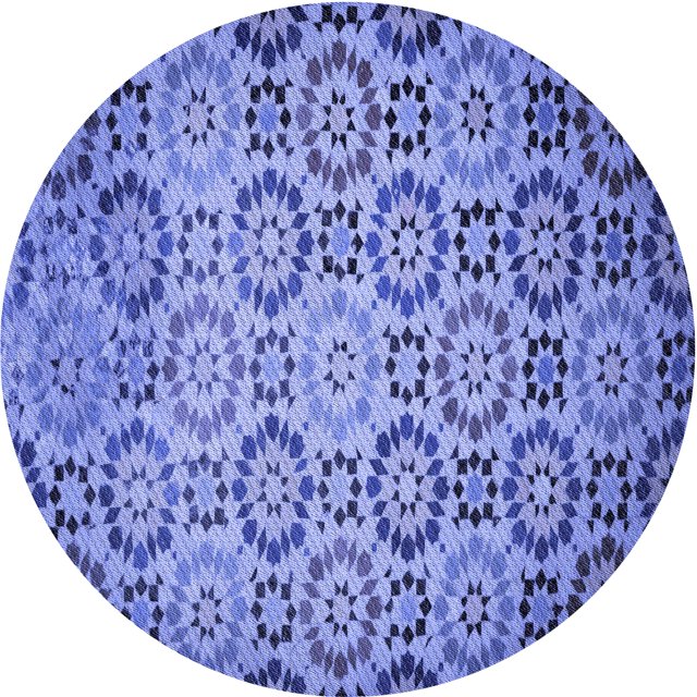 Ahgly Company Tapis de Zone Rond d'Intérieur Lavable à la Machine, Style Transitionnel, Bleu Denim, 6 Pieds Rond