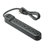 onn. 2.5 FT./76.2 cm 6-Outlet Surge Protector