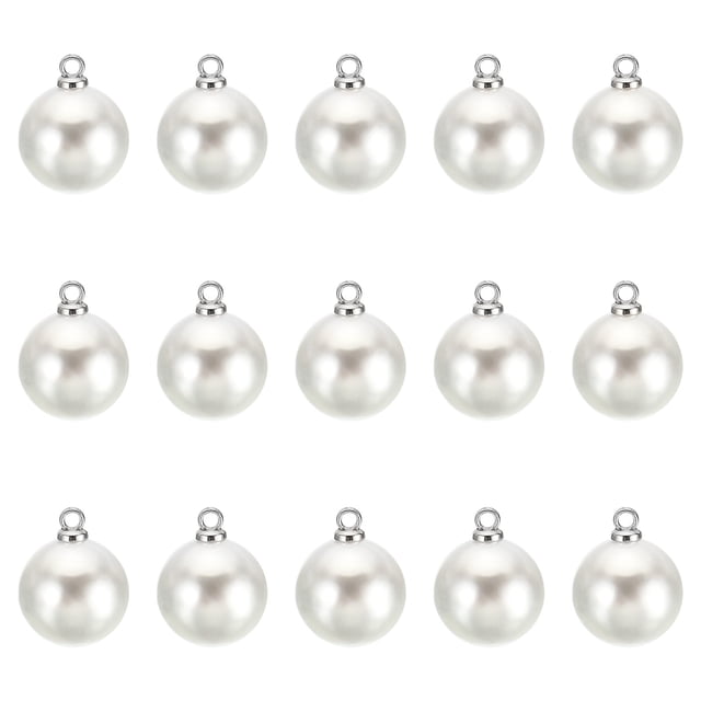 Unique Bargains Pendentifs Perles Factices 12 mm, Lot de 150 Perles Rondes Imitation Perle, Argent Blanc