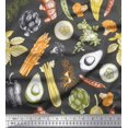 thumbnail image 1 of Soimoi Grey Heavy Canvas Fabric Mixed Vegetable Decor Fabric Printed Yard 58 Inch Wide, 1 of 3